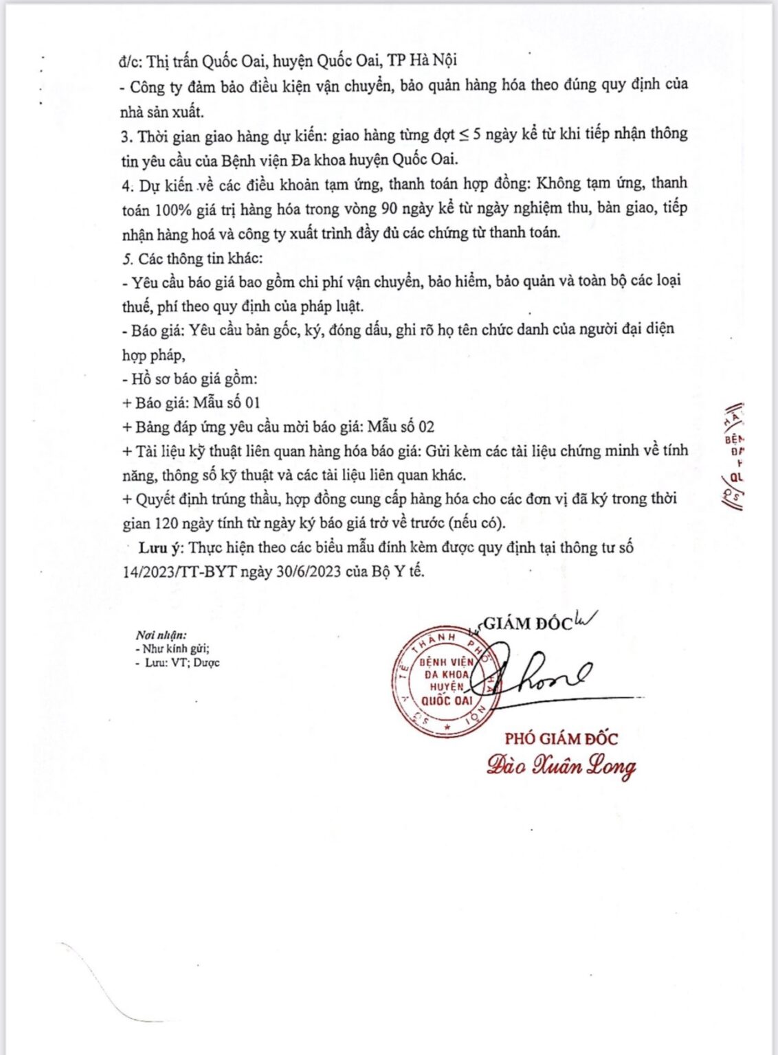 Thông báo: Mời báo giá gói Mua sắm vật tư tiêu hao, Hóa chất xét nghiệm ...